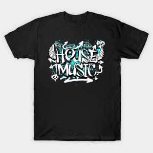 HOUSE MUSIC  - Graffiti Steez (Pink/White) T-Shirt